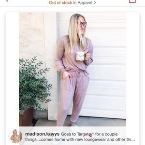 stars above pajama pants in clay - M